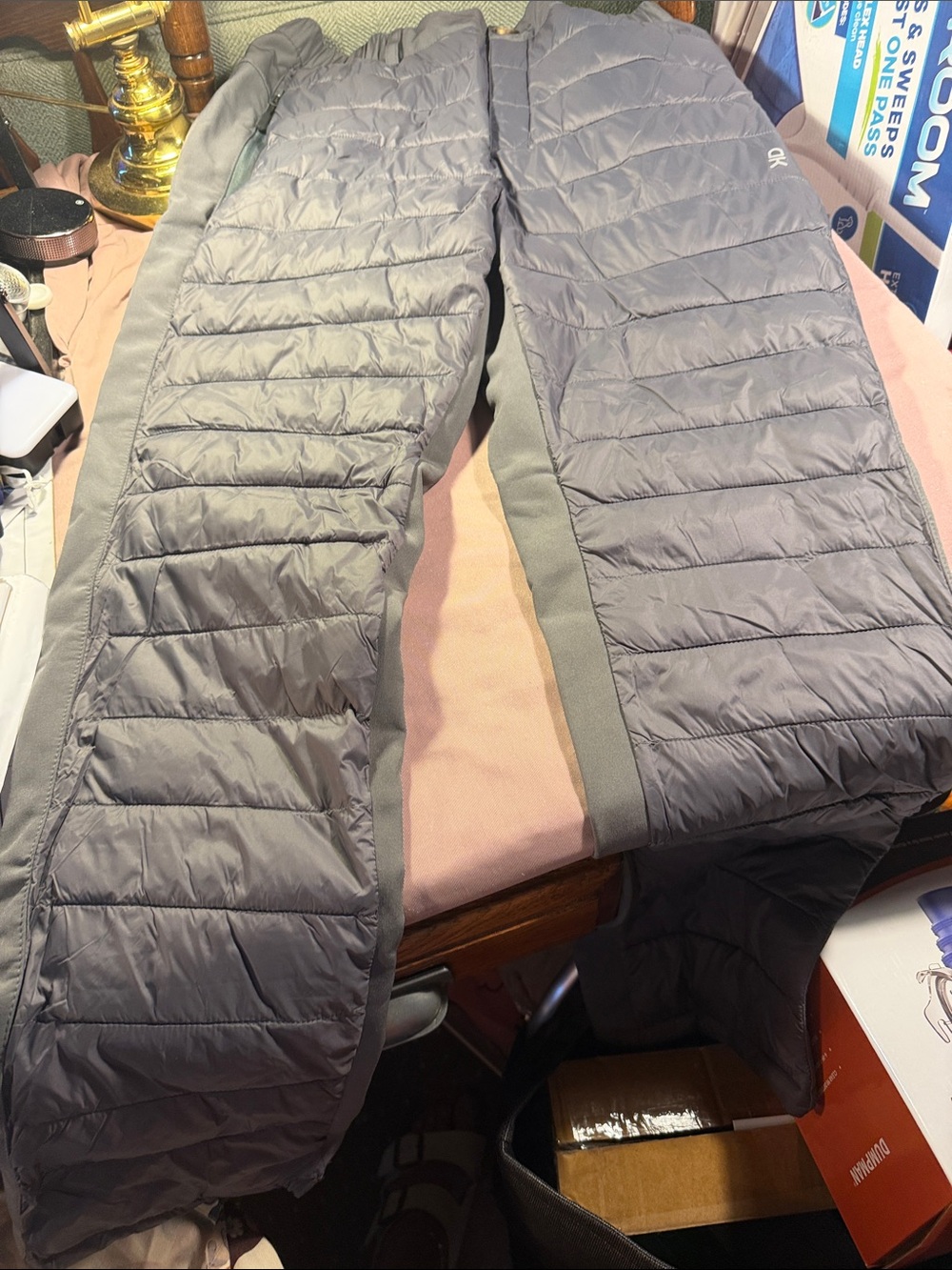 Lightweight Women's Quilted Puffer Ski/snow pants in Gray